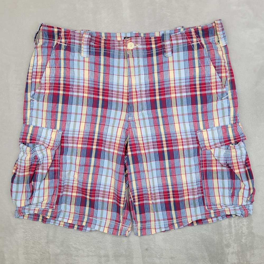 Ralph Lauren Shorts Mens 32 Polo Jeans Flag Cargo Pants Madras Plaid Loose Adult